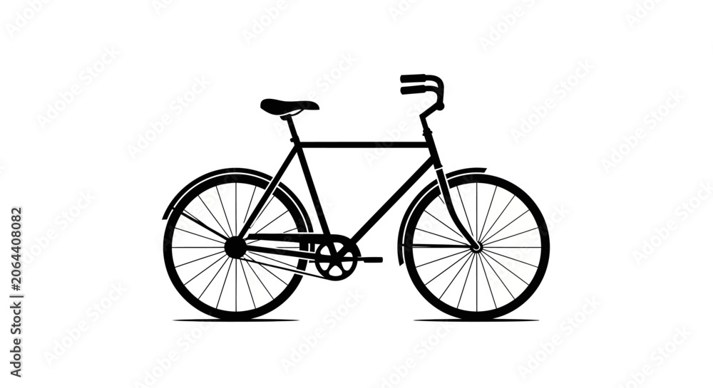 Fototapeta premium Black bicycle silhouette on white background