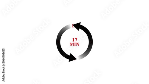 Seventeen minute countdown timer with a black and red rotating arrow on white background.