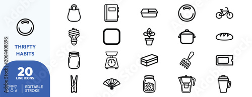 Fotografía Thrifty Habits icon set