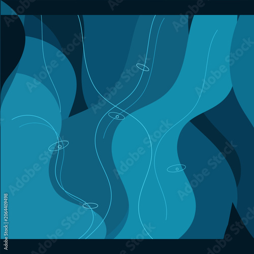 Abstract deep blue fluid waves background vector vertical ocean current illustration