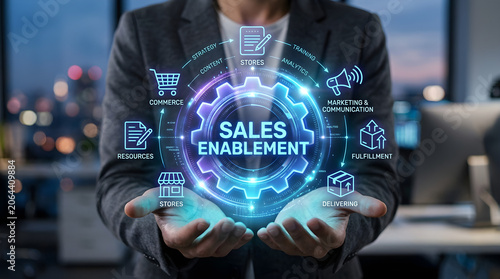 Businesswoman, sales enablement, marketing strategy, technology concept isolated on Transparent Background