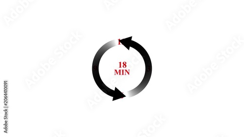 Circular loading icon animation with time indicator and rotating arrows.