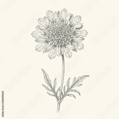 Detailed drawing of a single flower.