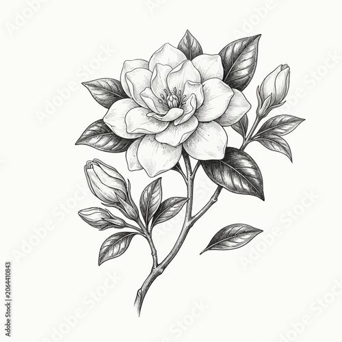 Detailed drawing of a single rose.