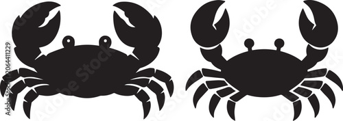 Foto Two black crabs facing opposite directions Vector