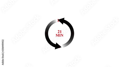 21 minute timer animated with a circular arrow indicator and time remaining countdown.