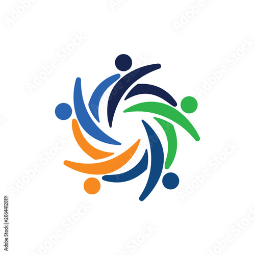 Colorful Community People Circle Logo Vector Symbol of Teamwork and Unity