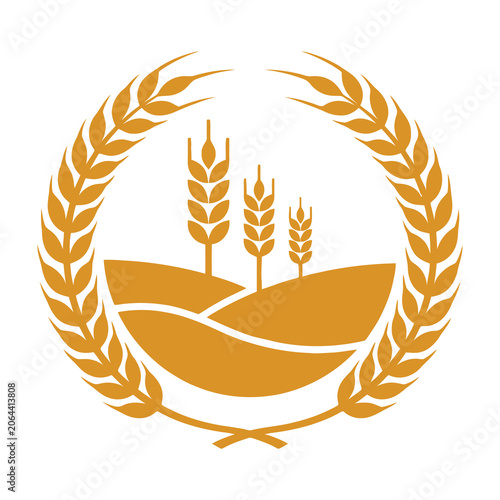 Obraz na płótnie Wheat ears in a wreath emblem symbol