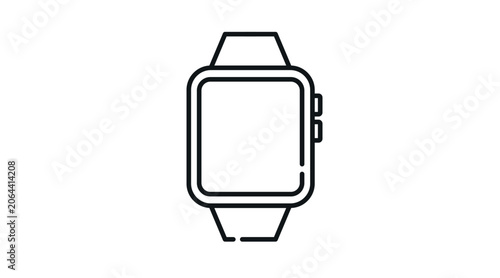 Minimalist smartwatch vector icon: modern smart watch symbol, black line art illustration for wearable technology and fitness tracker UI/UX.