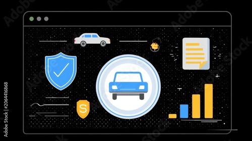 Stylized Pet Insurance Dashboard Illustration