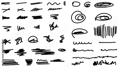 Hand Drawn Annotation Elements – Underlines, Hatches and Emphasis Marks PNG Set
