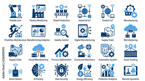 Industrial icons for business and technology.