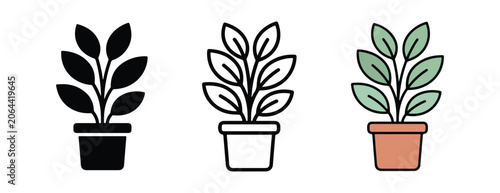 plants in pots with different colors and styles for design and illustration purposes  plants in various colors