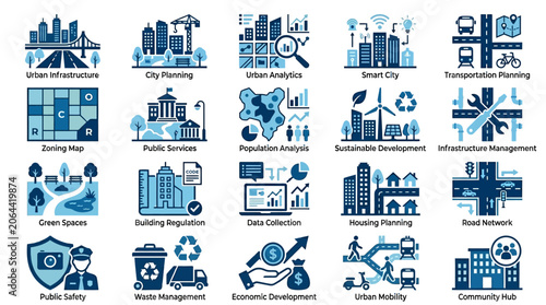City Infrastructure Icons Set.
