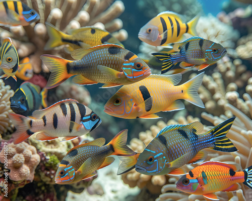 Colorful exotic fish on a reef