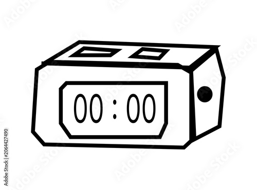 black and white alarm digital clock vector illustration