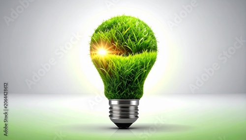 Eco Light Bulb with Grass and Sun Inside