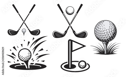 Tableau sur toile playing game golf elements collection vector design