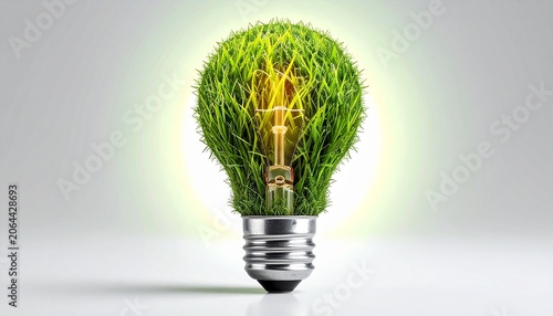 Eco Light Bulb with Grass and Sun Inside