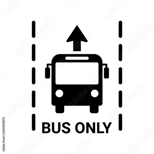 Bus only lane traffic road marking symbol with transport, transportation