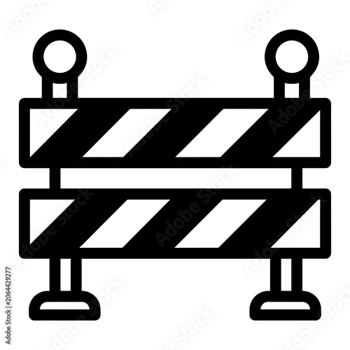 Road construction barrier icon for safety and traffic control with construction