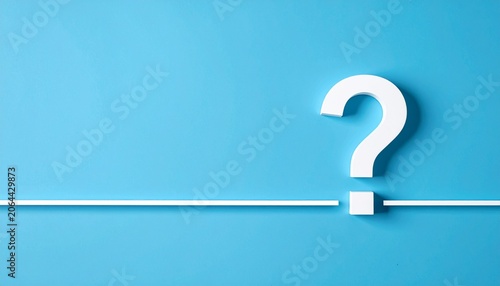 White Question Mark on Blue Background