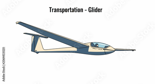 A blue and beige glider with a cockpit and wings