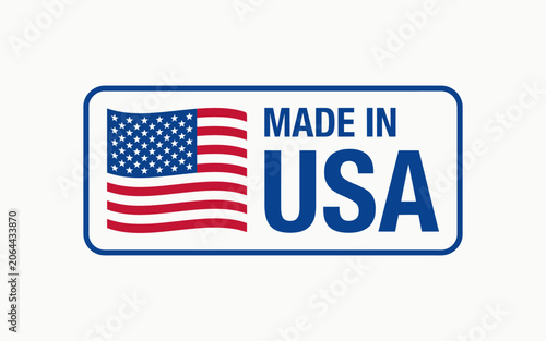 Made in USA Flag Label Design Isolated Transparent Background