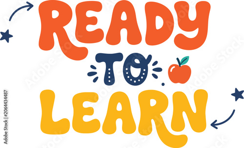  Ready to learn hand-drawn typography with apple and star accents back to school typography