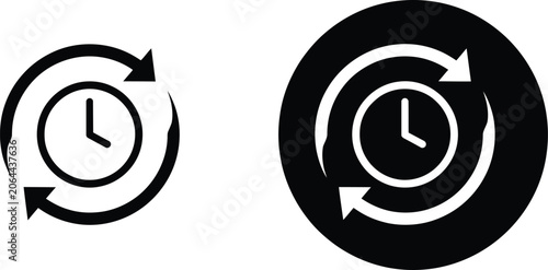 Quadro em tela recurring clock icon set featuring circular arrow symbols in minimalist outline
