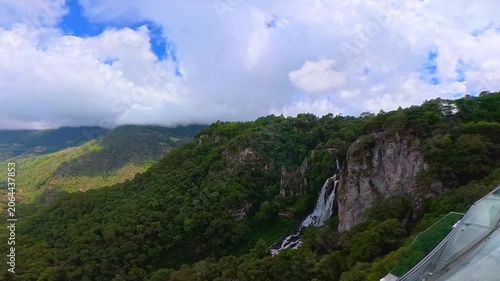 Las brisas waterfall flowing in zacatlan, mexico