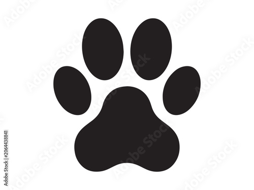 Footprint icon represents a black paw print centered on a plain white field for use in design projects.