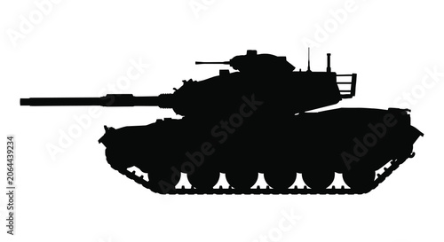 Foto Military Tank Silhouette Against A White Background Black Shape