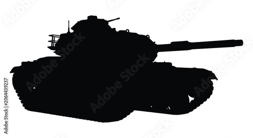 Bild auf Leinwand Military tank vehicle black silhouette against a white background