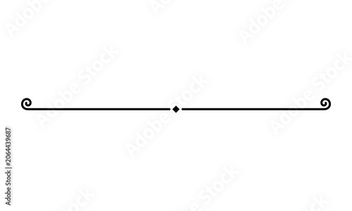 Cuadro en lienzo Elegant text separator with simple scroll ends and central diamond detail on white background ideal for document formatting creative writing projects editorial design wedding stationery