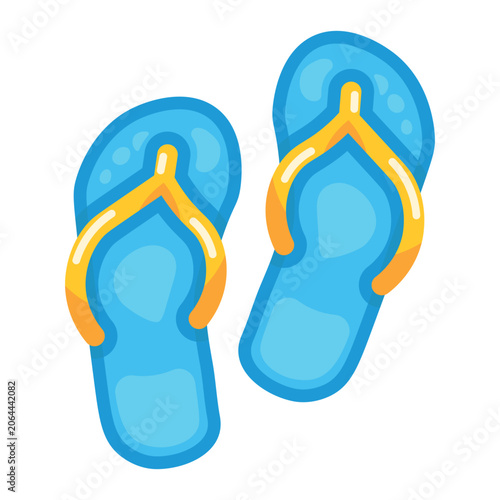 Blue Flip Flops Vector Illustration Summer Beach Sandals Icon