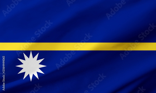 Nauru flag background with waving fabric texture