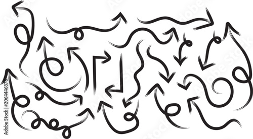 Tableau sur toile A chaotic mess of black arrows on a white background