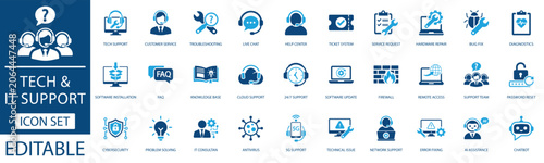 Fotografie Tech & IT support icon set