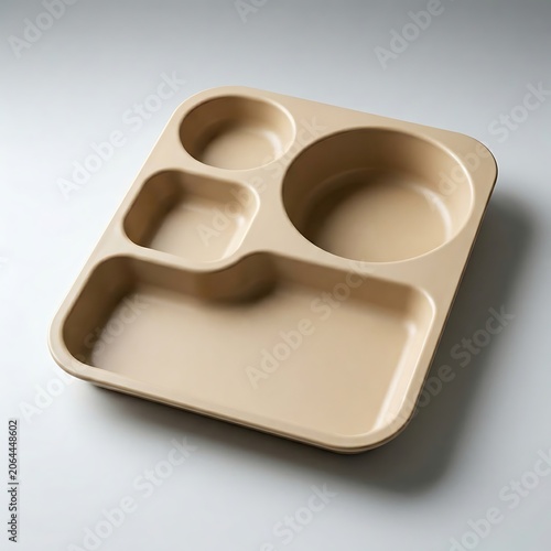 Beige plastic divided food tray for school or cafeteria meals