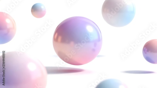 Colorful floating spheres on white background
