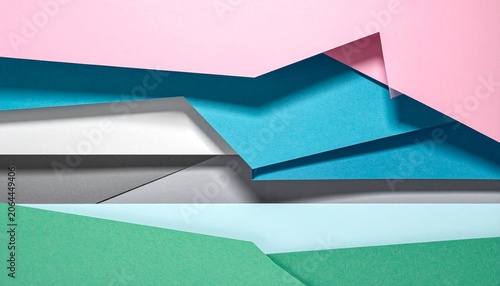 Layered Colored Paper Sheets in Geometric Composition Representing Modern Design and Creativity