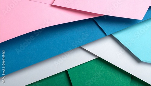 Layered Colored Paper Sheets in Geometric Composition Representing Modern Design and Creativity