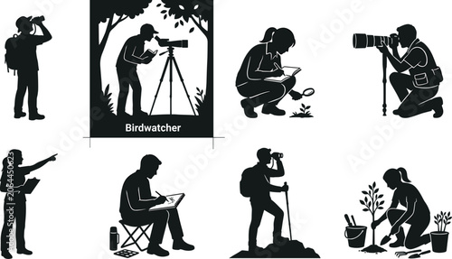 Canvastavla Nature Observation and Outdoor Research Silhouette Collection Featuring Birdwatc