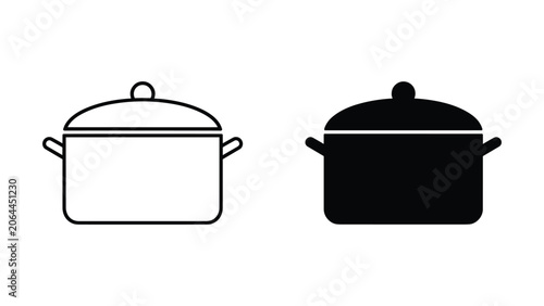 Obraz na płótnie Cooking pot kitchenware icon set with lid for culinary and recipe website interf