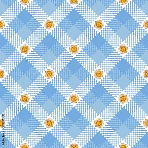 argentina flag pattern on plaid background for decoration and etc. vector illustration