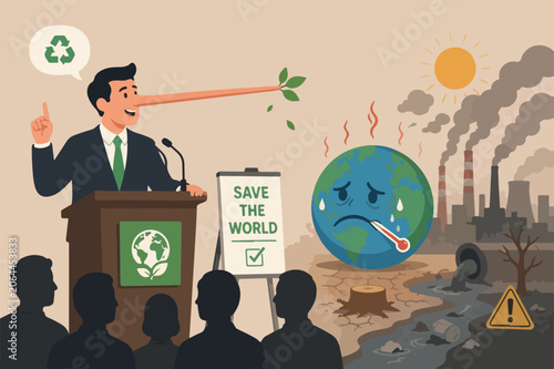 Εκτύπωση καμβά World leader climate change failure, liar cannot keep promise or reduce pollutio