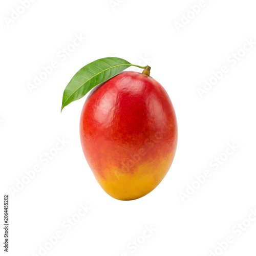 Fresh ripe mango fruit with green leaf