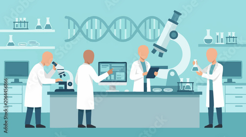 Photos Scientists and researchers working in a modern laboratory setting