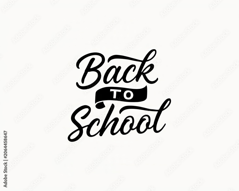 Obraz premium Back to school calligraphy lettering design, minimalist black typographic text vector illustration on isolated white background for banner, card and print template.